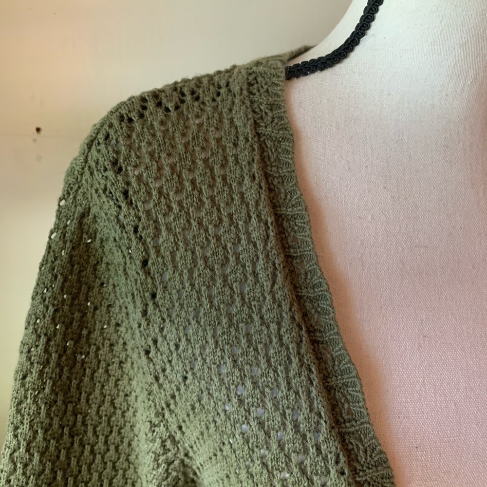 ALFRED DUNNER Cardigan Green Eyelet Sweater Large - Picture 9 of 14
